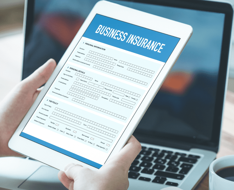 Tablet displaying business insurance document